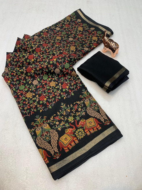 Vasthrlay Kalamkari Digital Piece Navy