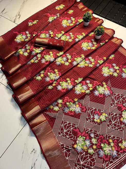Vasthrlay Tussar Print Saree