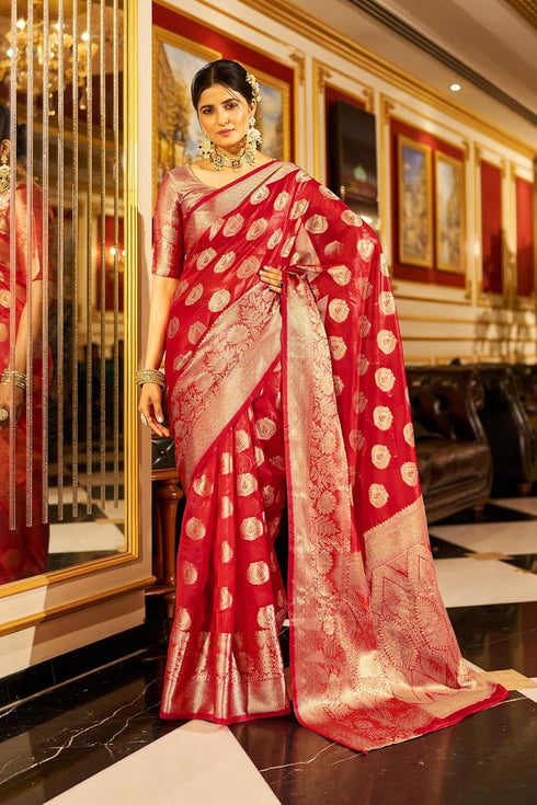 Vasthrlay Women's Organza Designer Unstitched Saree