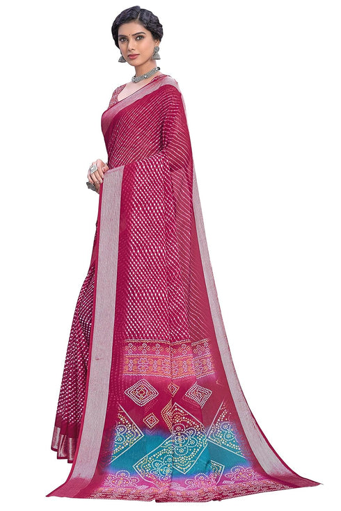 Vasthrlay Bandhani Chiffon Rani Ethnic Wear