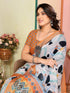Vasthrlay Brown Printed Unstitched Saree