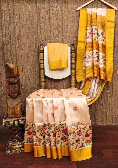 Vasthrlay Tussar Saree Designer Weaving Contrast