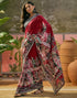 Vasthrlay Womens Printed Maroon | Multi Saree With Unstitched Blouse Piece