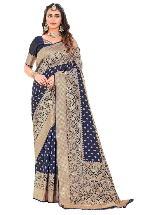 Vasthrlay Banarasi Navy Ethnic Wear