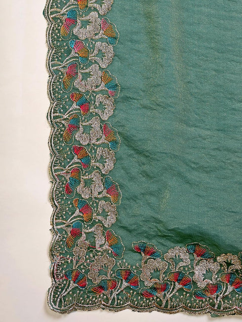 Vasthrlay Georgette Embroidery Dusty Saree