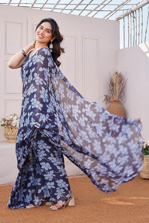 Vasthrlay Fashion Chiffon Printed Red Ethnic Wear