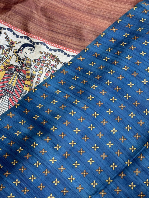Vasthrlay Tussar Ghicha Traditional Kalamkari Madhubani