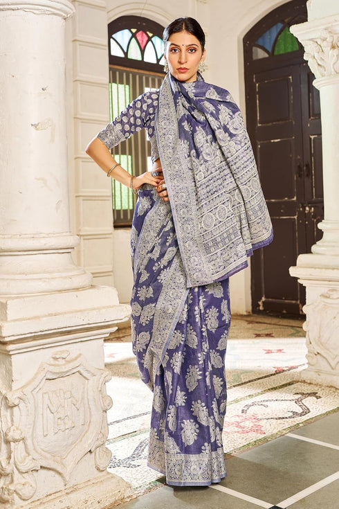 Vasthrlay Women's Lucknowi Chikankari Cotton Saree