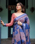 Vasthrlay Turquoise Floral Embroidered Saree