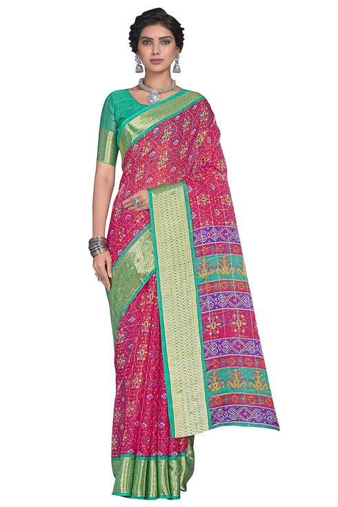 Vasthrlay Organza Bandhani Green Ethnic Wear