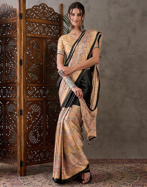 Vasthrlay Printed Tassels Unstitched Maroon Saree