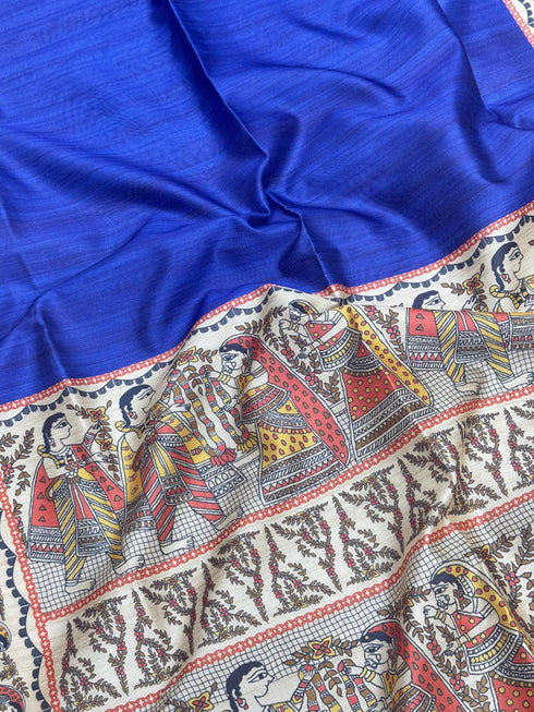 Vasthrlay Tussar Ghicha Traditional Kalamkari Madhubani