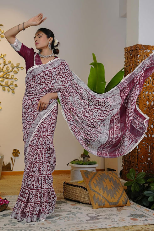 Vasthrlay Fashion Chevron Printed Ethnic Wear