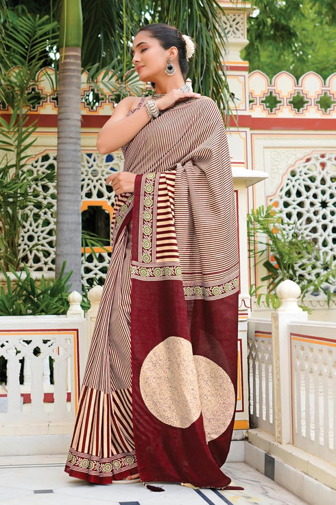 Vasthrlay Fashion Stripes Printed Ethnic Wear