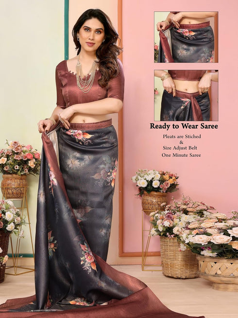 VasthrlayKanjivaram Banarasi Unstitched Currant Onion Free Ethnic Wear