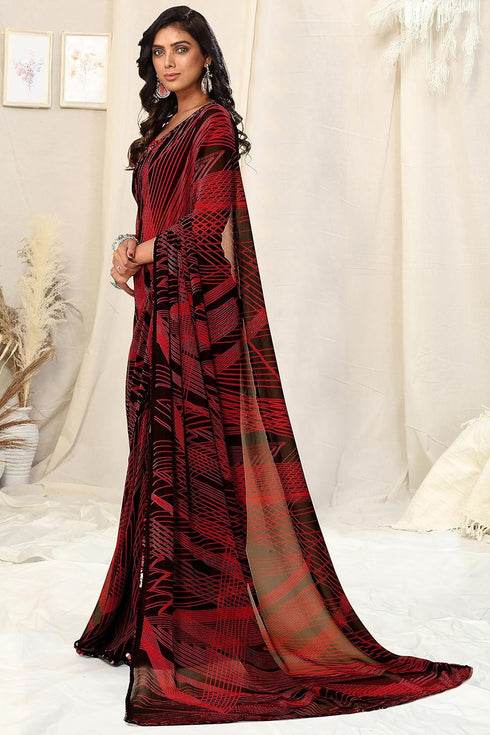 Vasthrlay Fashion Georgette Stripes Printed Ethnic Wear