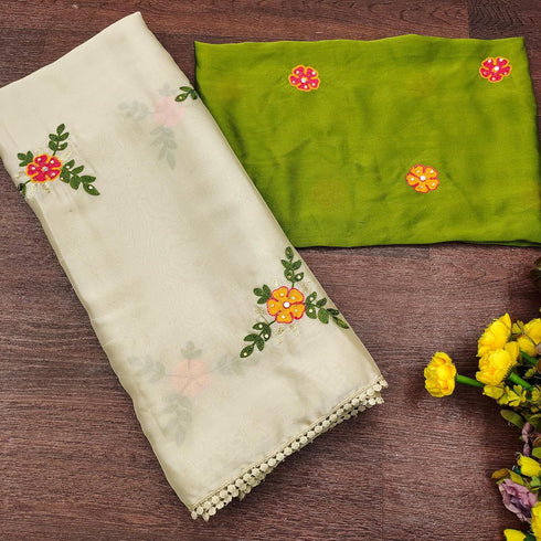 Vasthrlay Vichitra Embroidery Brown Black