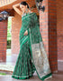Vasthrlay Bandhani Printed Dark Green Saree With Unstitched Blouse Piece
