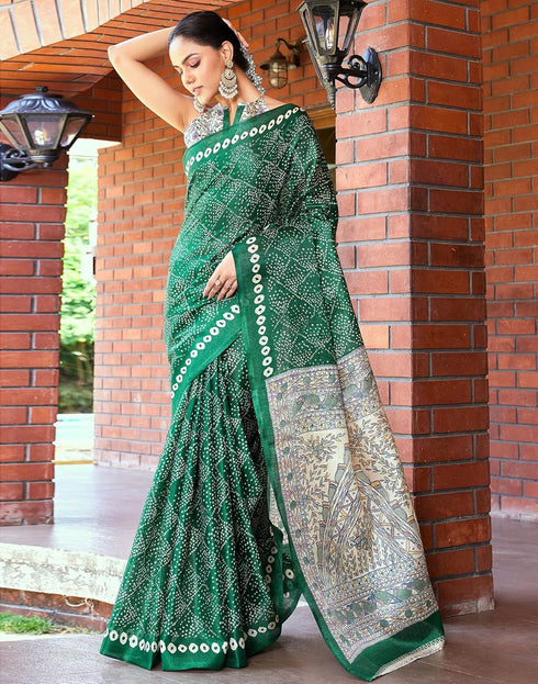 Vasthrlay Bandhani Printed Unstitched Wine Saree