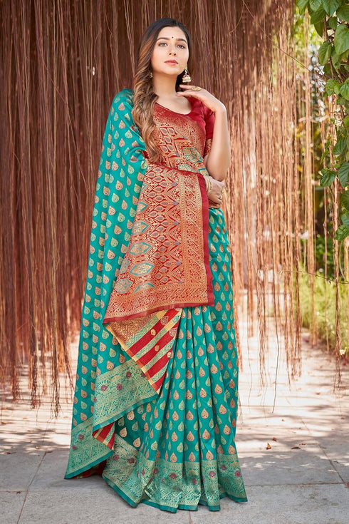 Vasthrlay Banarasi Premium Red Ethnic Wear