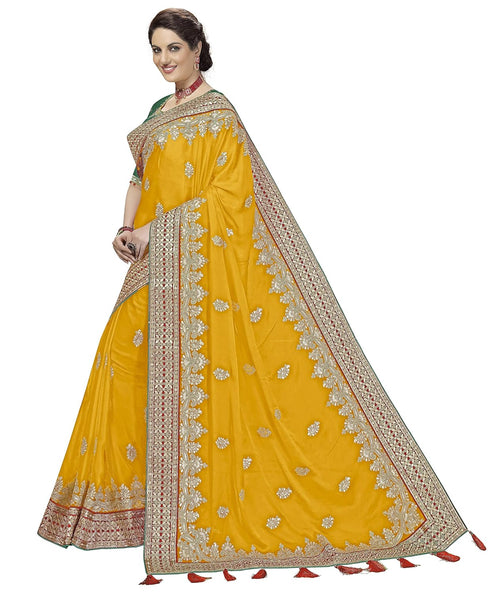 Vasthrlay Embroidery Unstitch Yellow Ethnic Wear