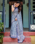 Vasthrlay Turquoise Floral Embroidered Saree