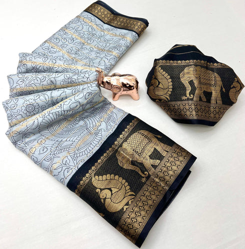 Vasthrlay Kalamkari Contrast Royalblue