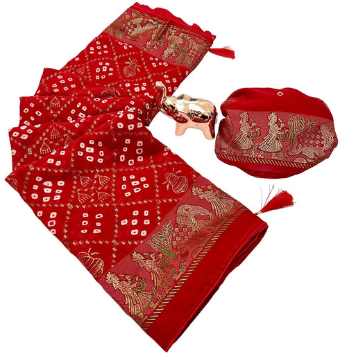 Vasthrlay Bandhani Georgette Kalamkari