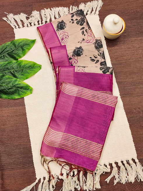 Vasthrlay Tussar Saree Designer Weaving Contrast