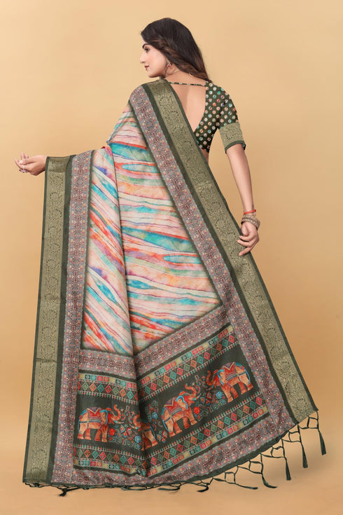 Vasthrlay Kanjivaram Elephant Unstitched Saree
