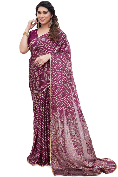Vasthrlay Fashion Chiffon Chevron Printed Ethnic Wear