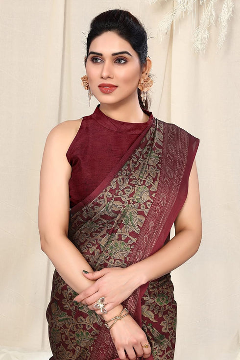 Vasthrlay Fashion Georgette Kalmkari Mehandi Ethnic Wear