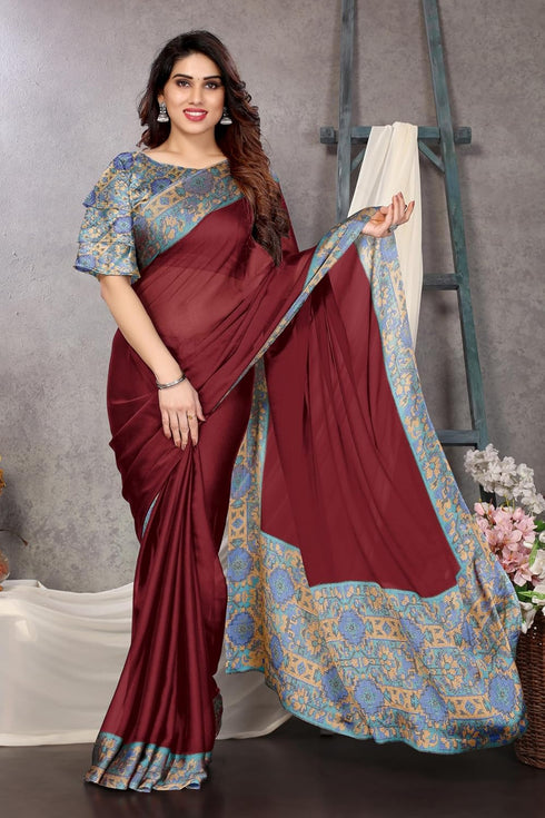 Vasthrlay Fashion Chiffon Dusty Turquoise Ethnic Wear