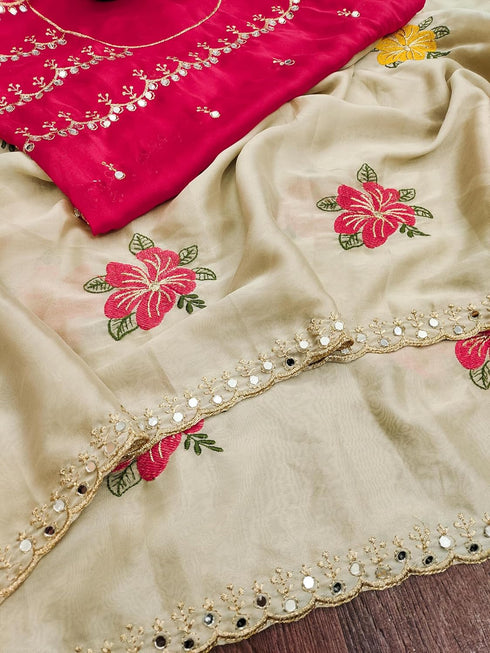 Vasthrlay Vichitra Embroidery Brown Black