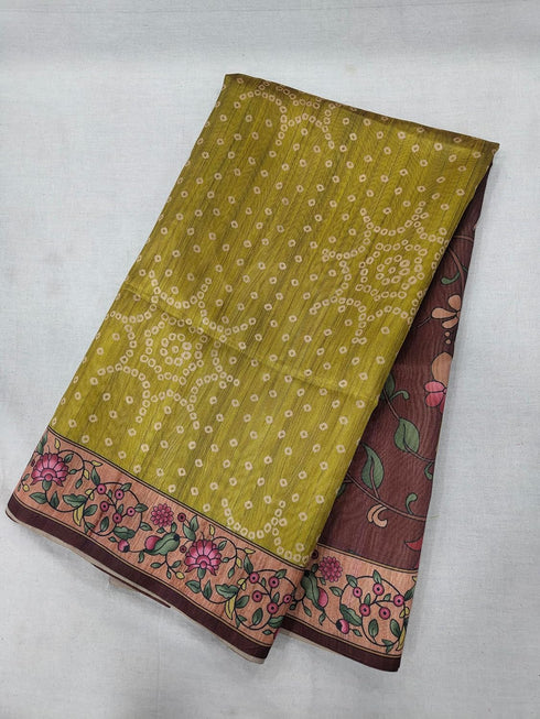 Vasthrlay Tussar Bandhani Kalmkari