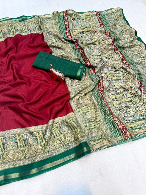 Vasthrlay Tussar Leheriya Printed