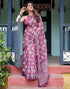 Vasthrlay Womens Printed Unstitched Light Green Saree