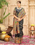 Vasthrlay Banarasi Jacquard Black Saree With Unstitched Blouse Piece