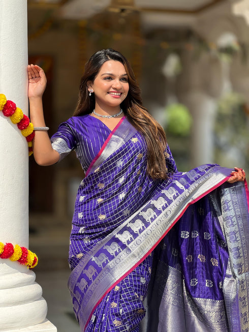 Vasthrlay Elephant Unstitched Saree