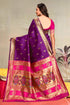 Vasthrlay Kanjivaram Nath Paithani Purple Pink Saree With Blouse Piece