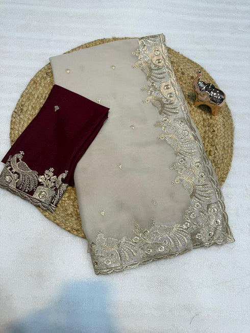 Vasthrlay Georgette Embroidery Unstitch