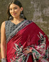 Vasthrlay Womens Printed Maroon | Multi Saree With Unstitched Blouse Piece