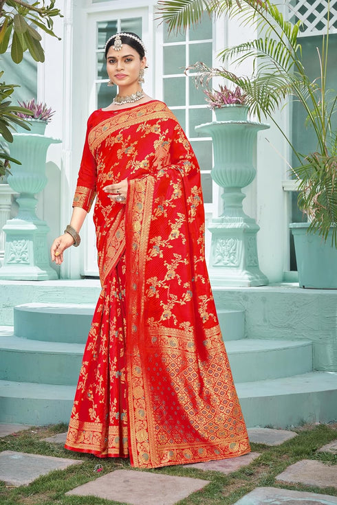 Vasthrlay Banarasi Premium Pink Ethnic Wear