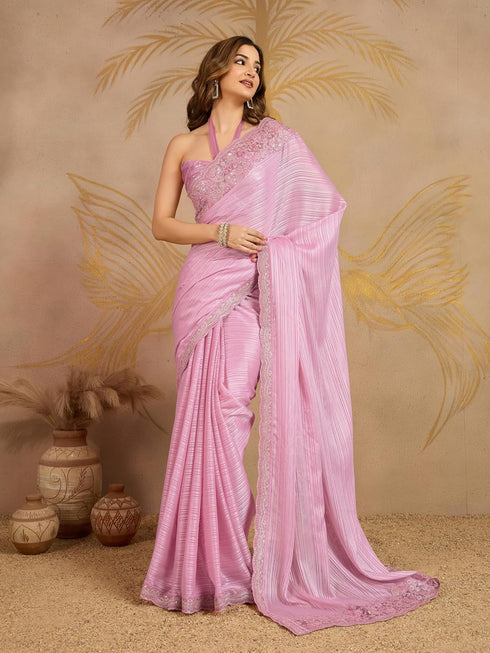 Vasthrlay Chiffon Embroidery Unstitched Purple Ethnic Wear