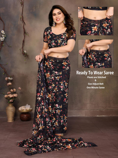 Vasthrlay Brown Unstitched Saree