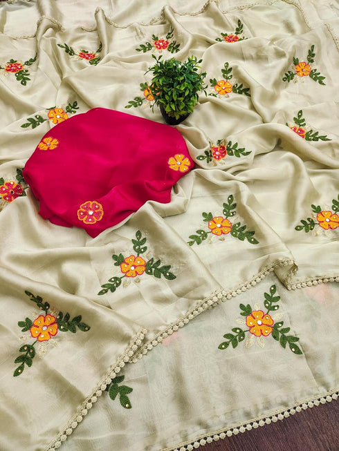 Vasthrlay Vichitra Embroidery Brown Black