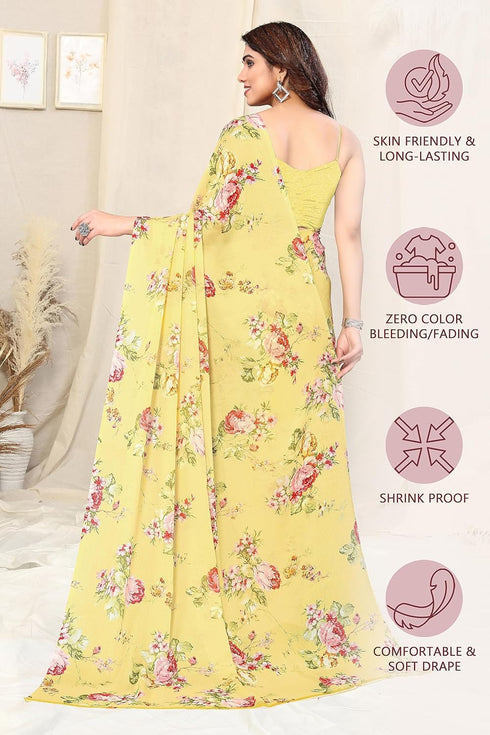 Vasthrlay Fashion Chiffon Georgette Beige Ethnic Wear