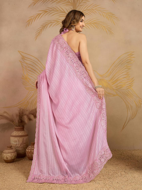 Vasthrlay Chiffon Embroidery Unstitched Purple Ethnic Wear