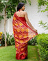 Vasthrlay Chanderi Bandhani Unstitched Red Saree