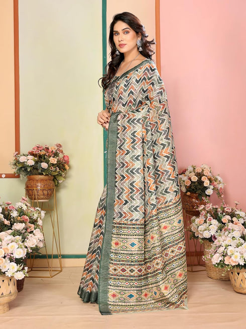 VasthrlayDigital Printed Unstitched Orange Free Ethnic Wear